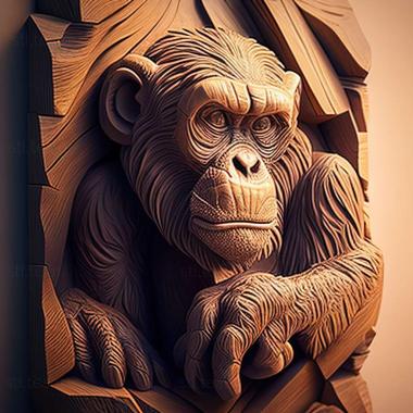3D model Congo chimpanzee famous animal (STL)